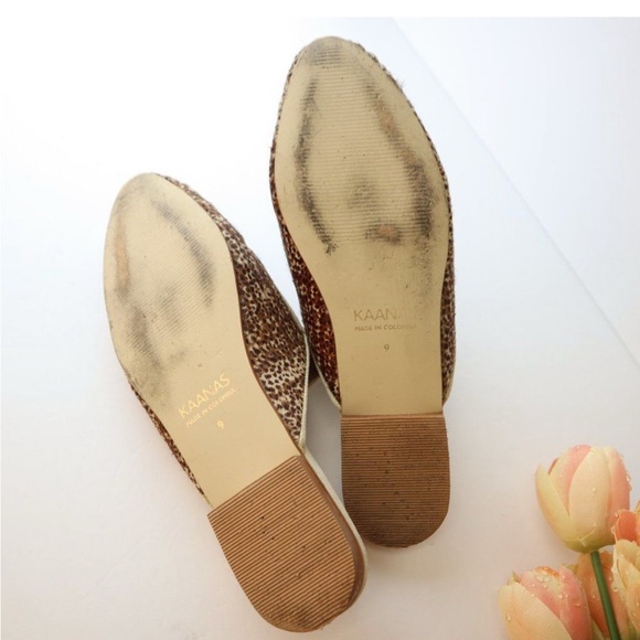 Kaanas Sardinia Mules Haircalf Leopard Print Slip On Loafers Size 9 - Picture 6 of 6